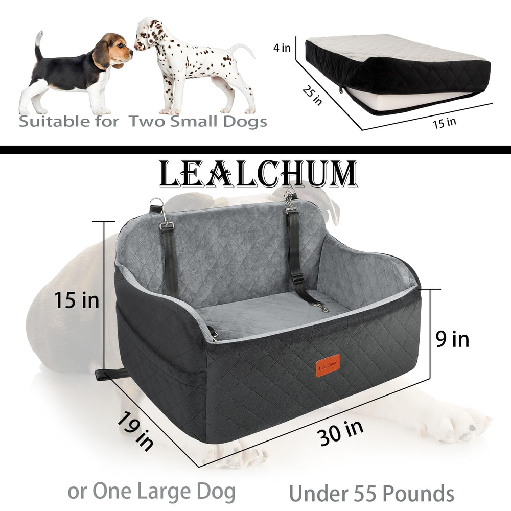 Lealchum dog car seat internal space 26x15 fits two small dogs comfortably