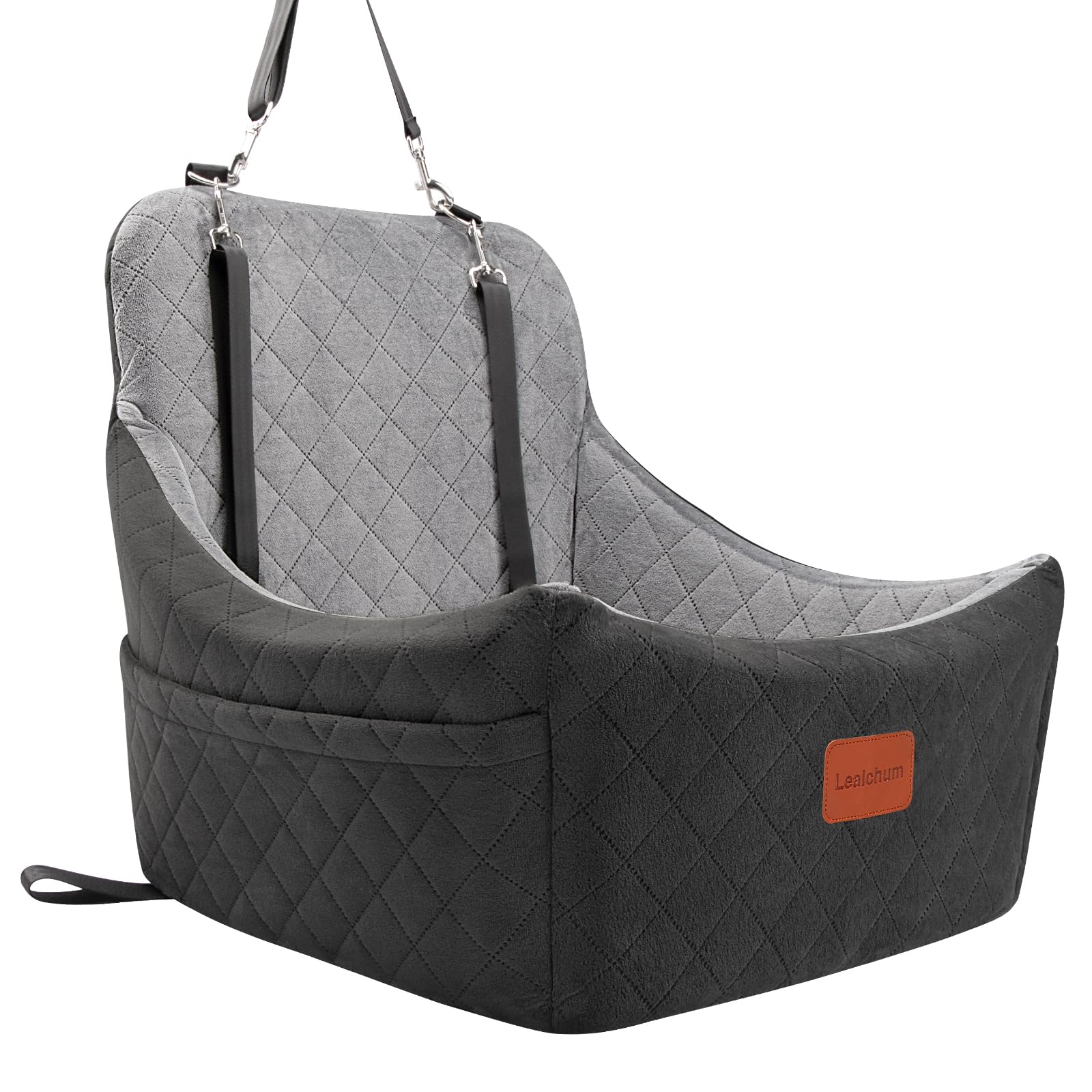Lealchum dog car seat for medium dogs up to 40lbs, offering cozy road-trip comfort.