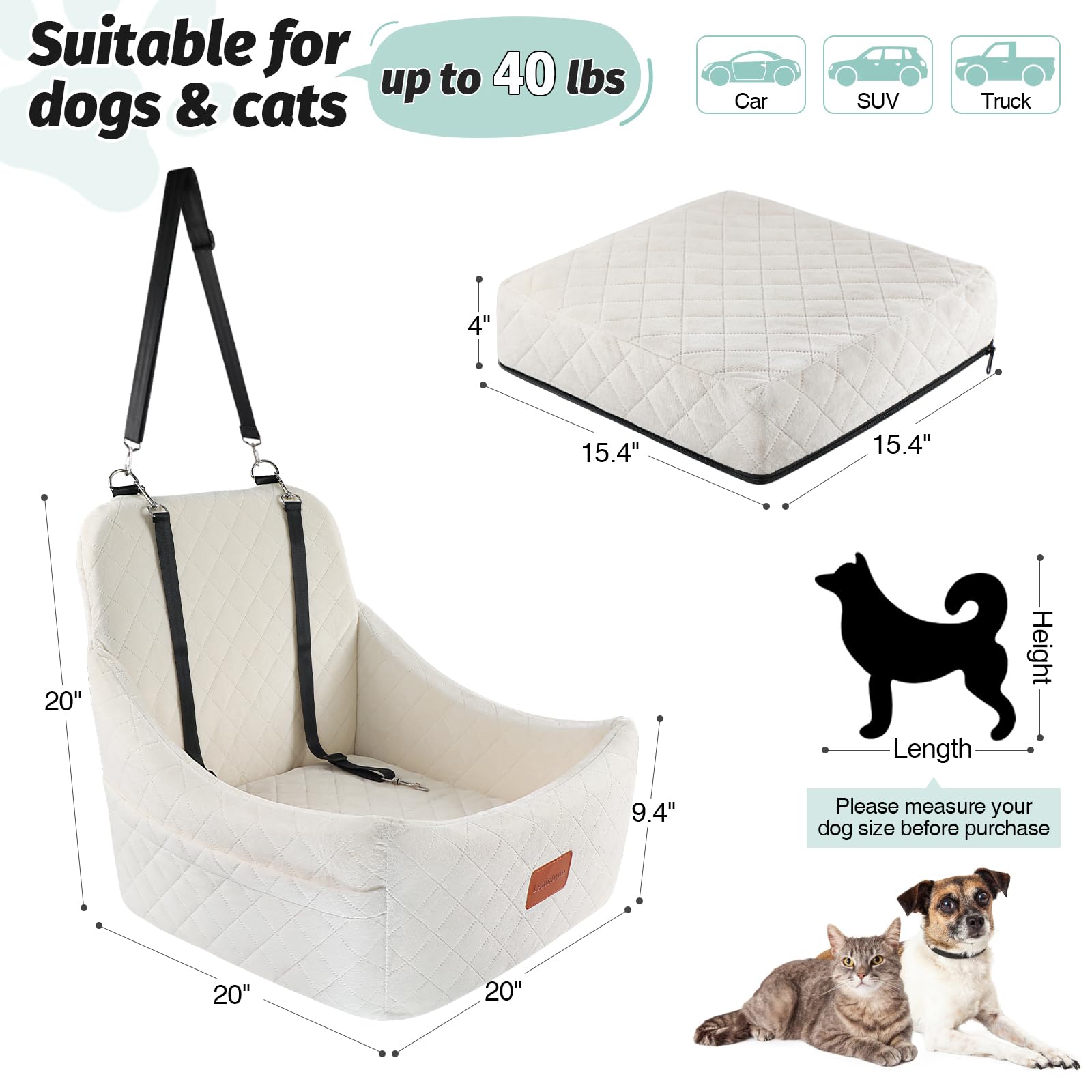 Lealchum memory foam fill cushions medium dogs on the road.