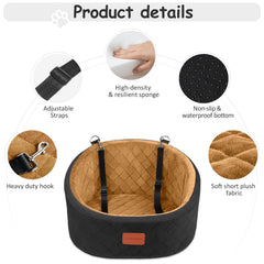 Lealchum dog car seat memory-foam provides cushioned support for small dogs.