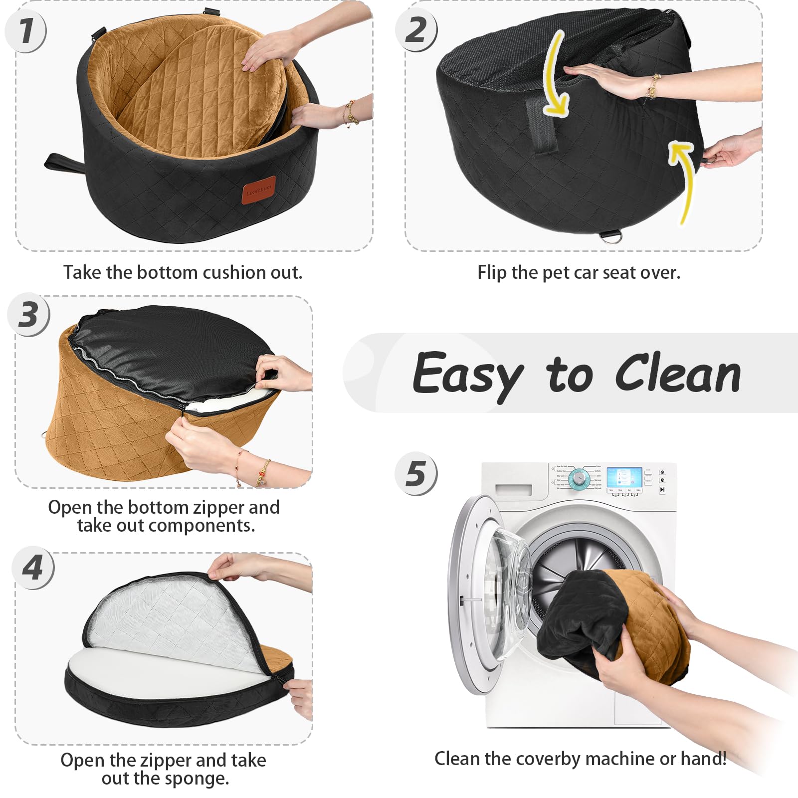 Lealchum dog car seat fits small dogs up to 30 lbs for travel.