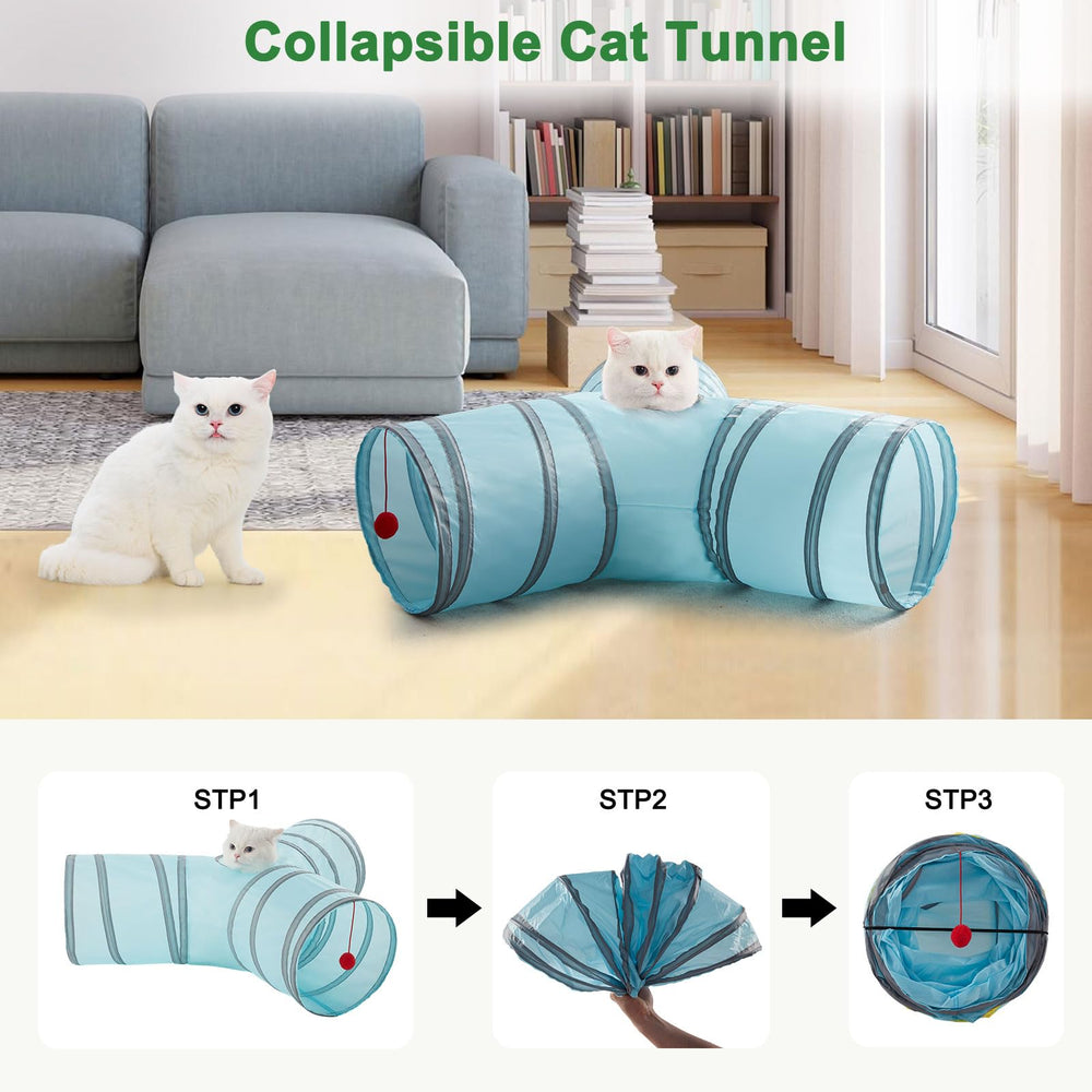 LeamStyle Home cat tunnels cat-playtime scene emphasizes exercise and bonding