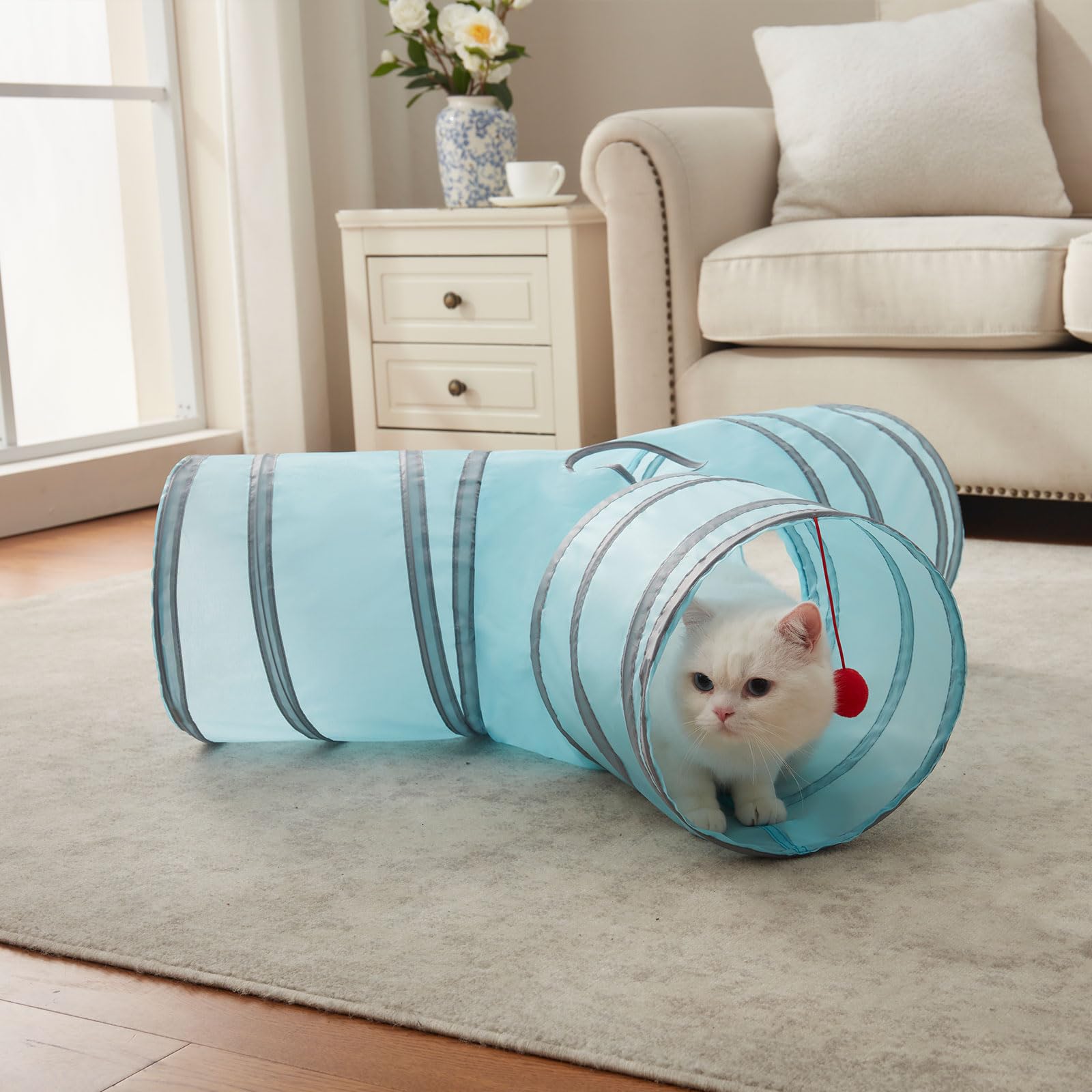 LeamStyle Home cat tunnels peek-hole promotes peek and pounce moments