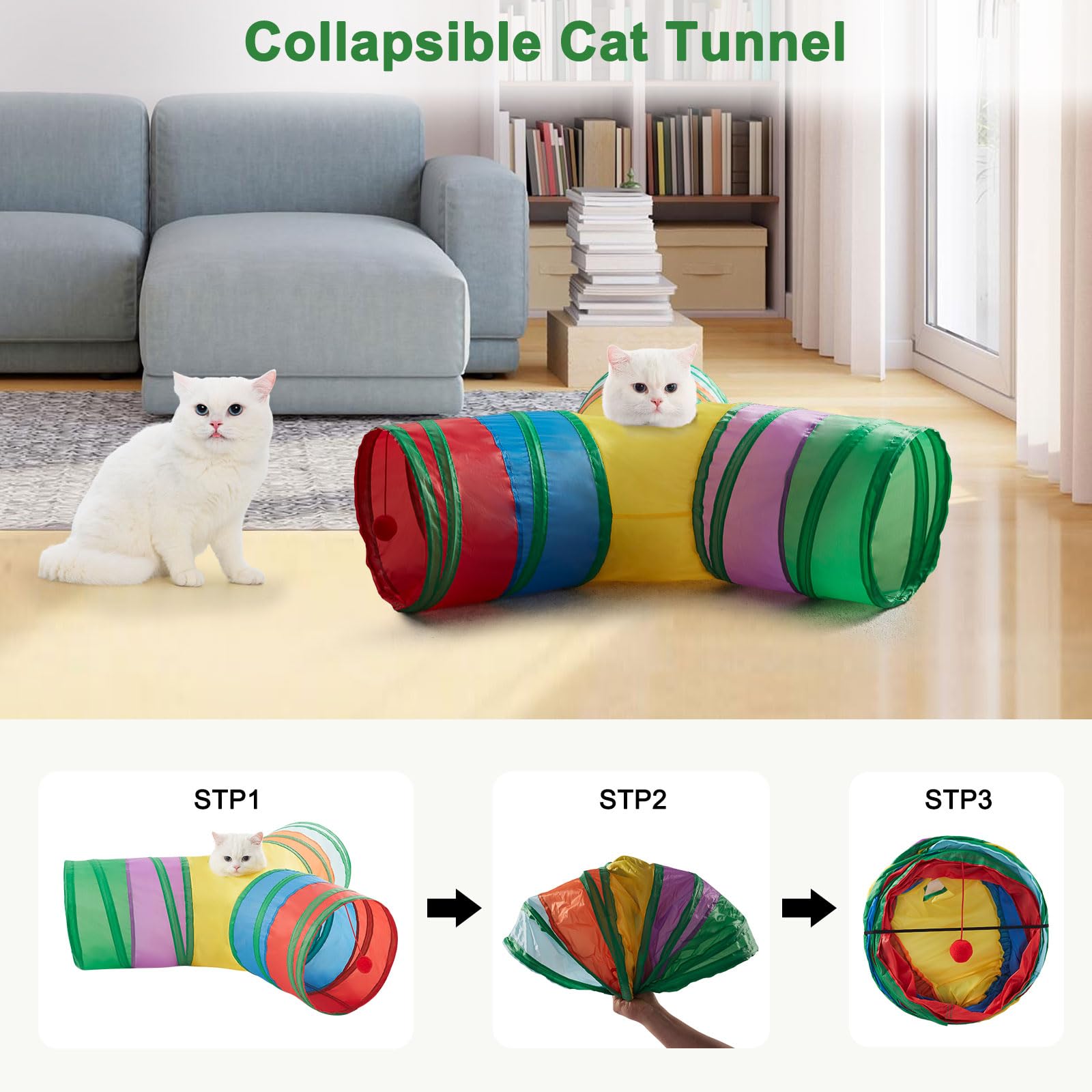 LeamStyle Home cat tunnel durable, safe play area for pets