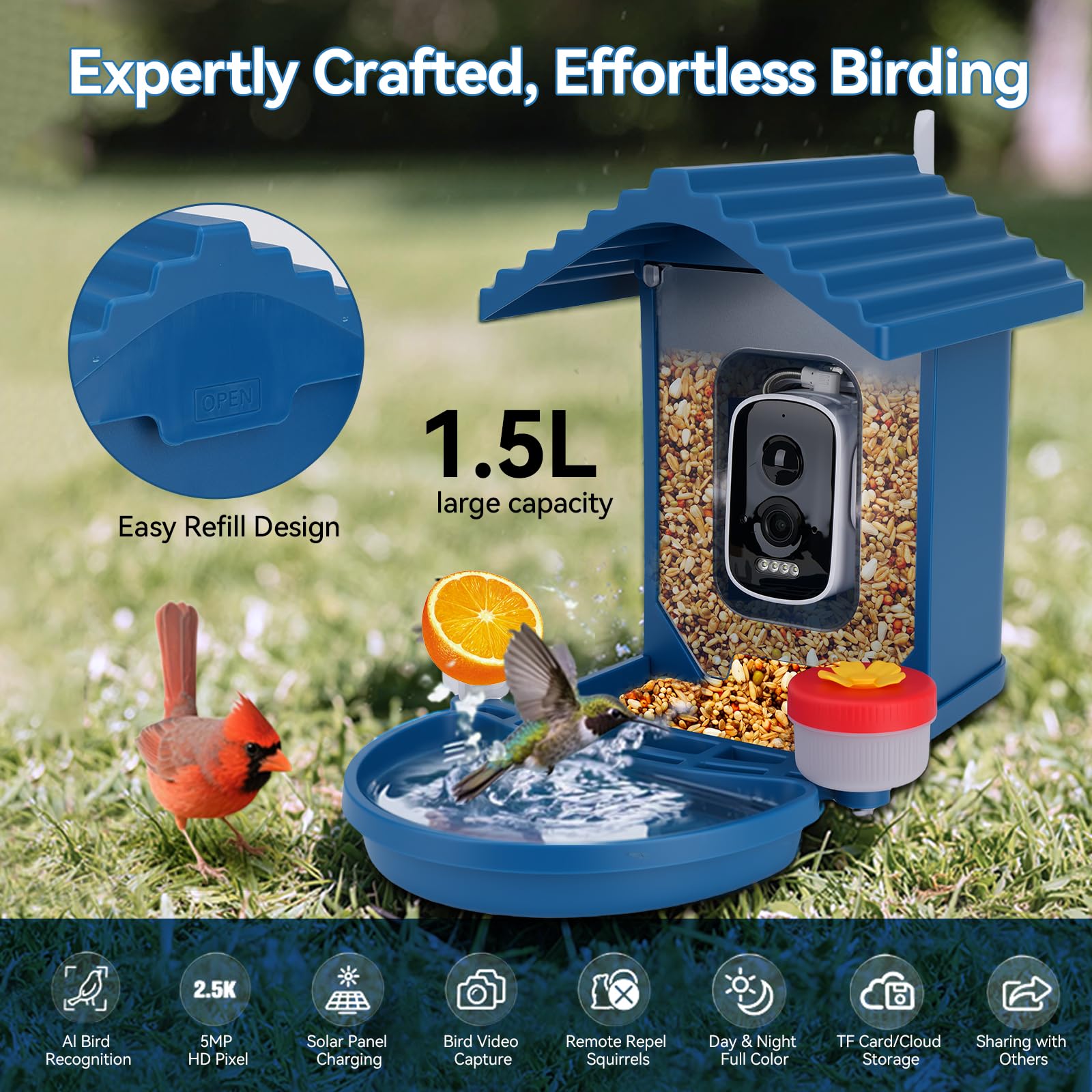 Leapbird bird feeder app share view demonstrates sharing bird videos with friends.
