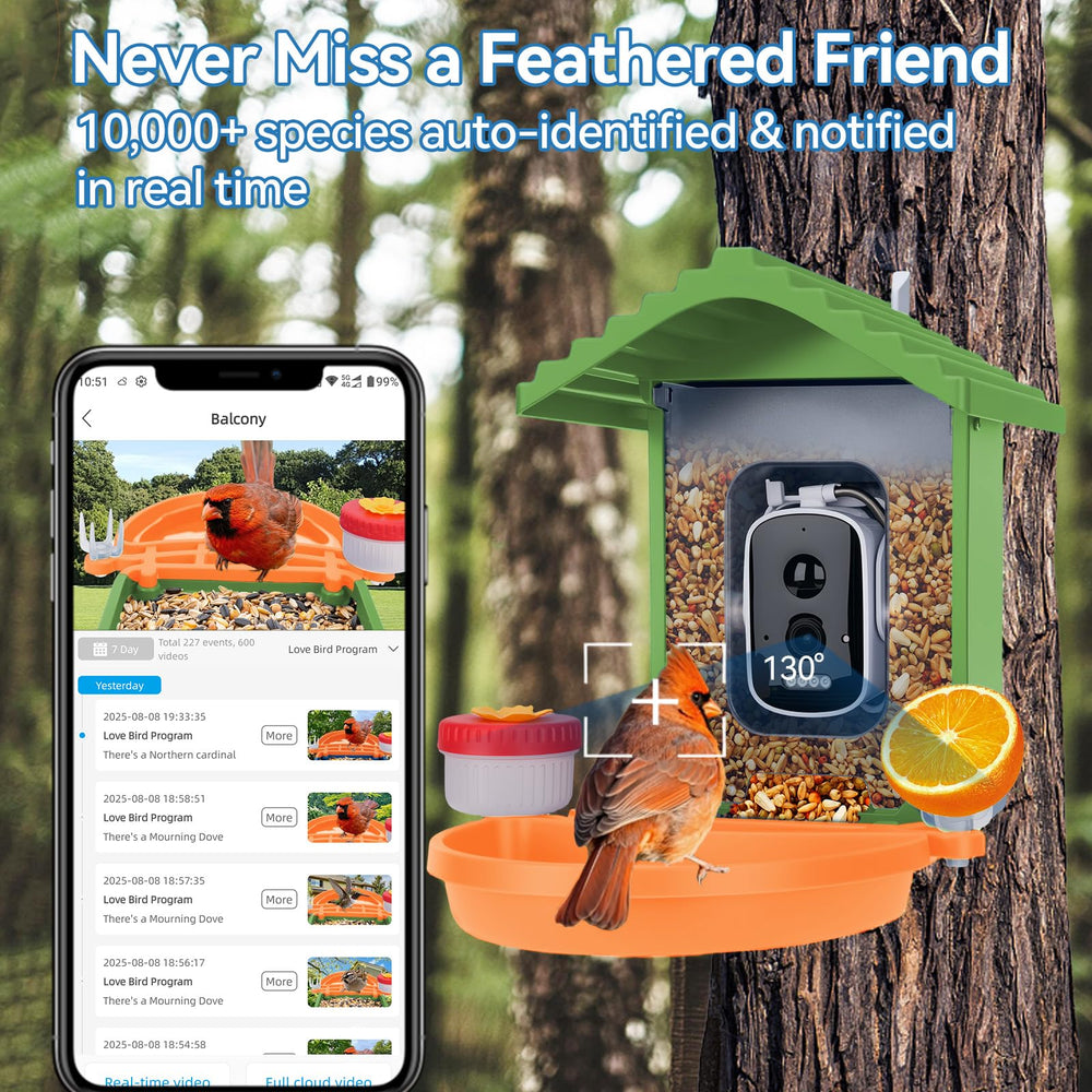 Leapbird stainless steel squirrel-proof cable protects feeder from rodents.