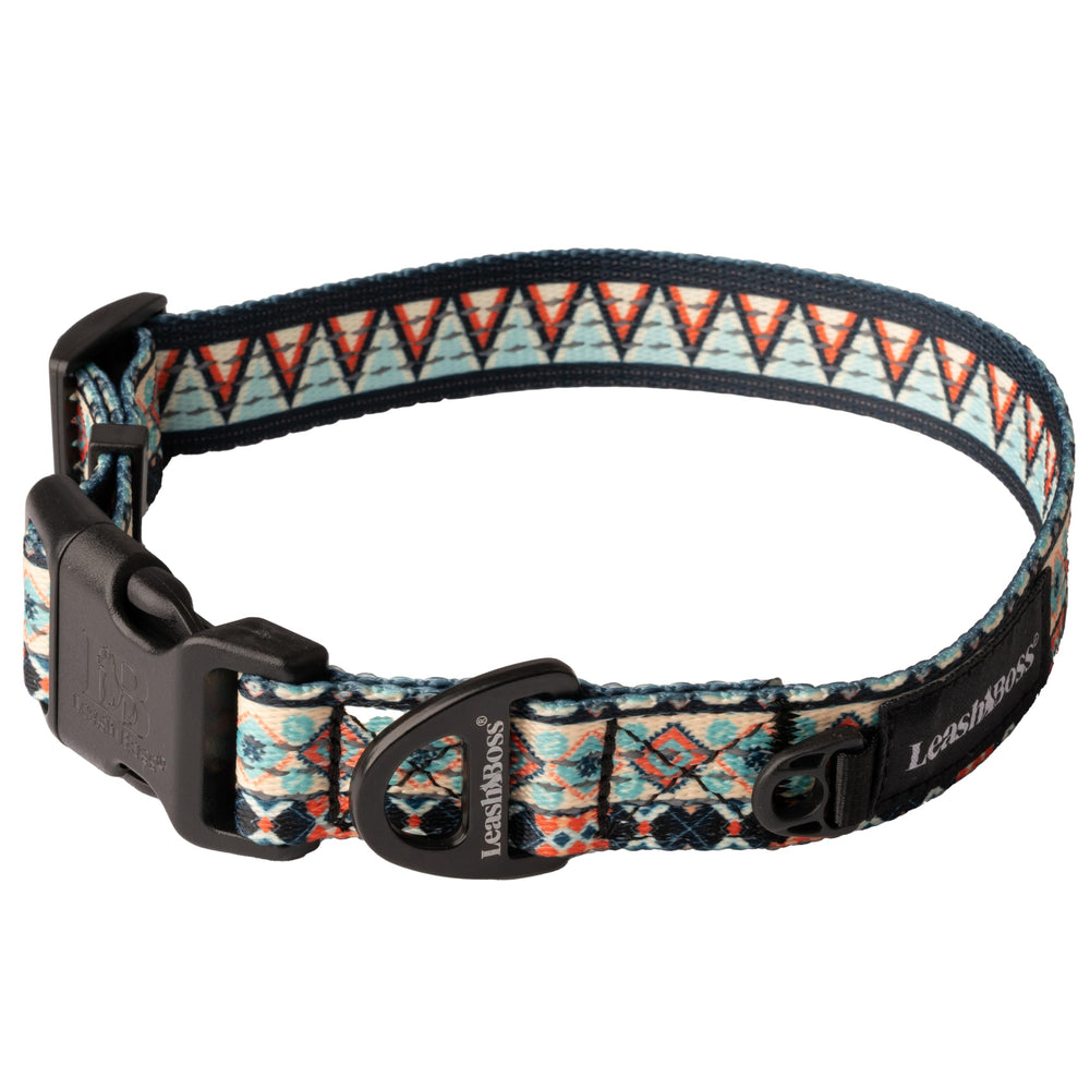 Leash Boss patterned reflective collar showing the pattern collection for night visibility.