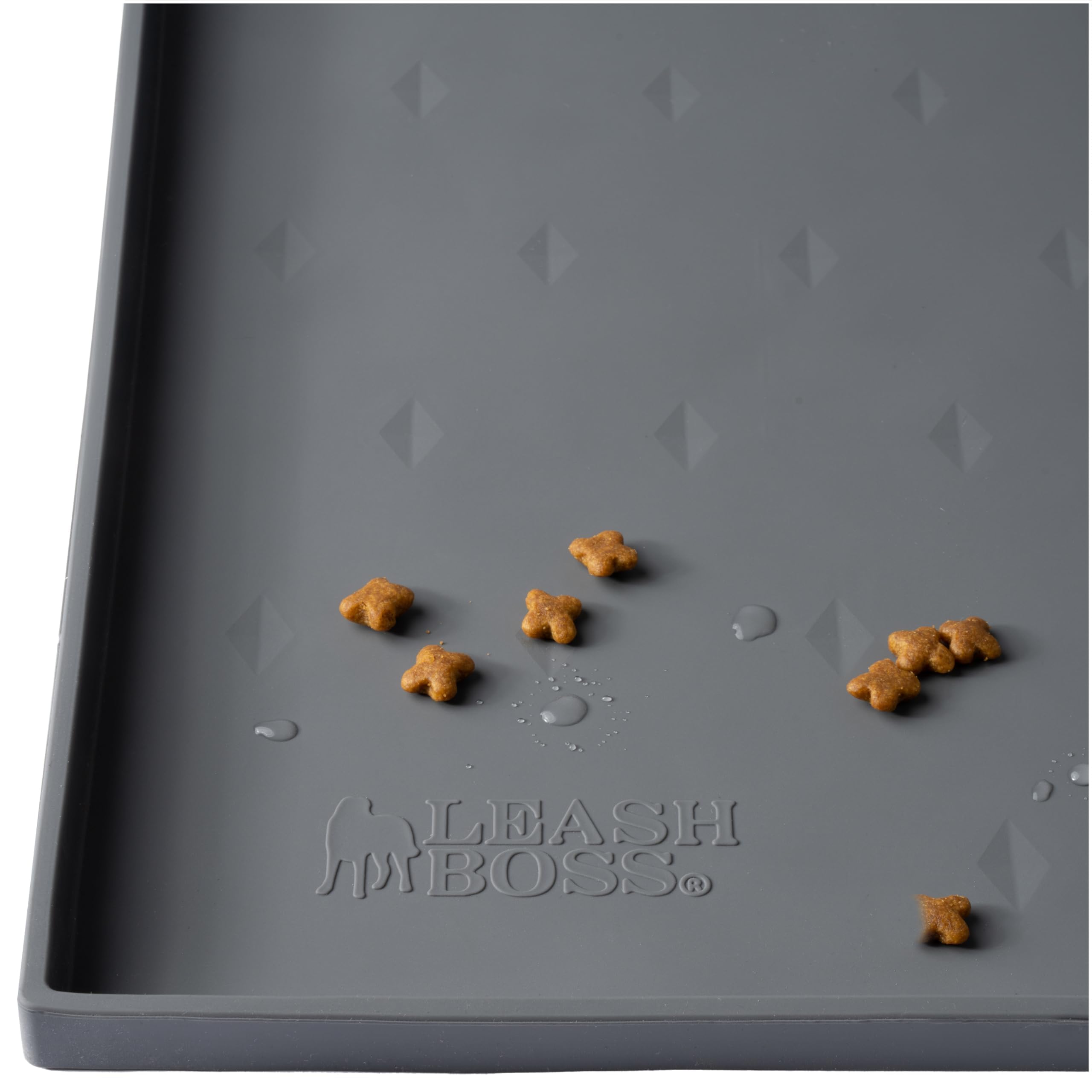 Leash Boss rectangular silicone feeding tray keeps bowls steady during meals.