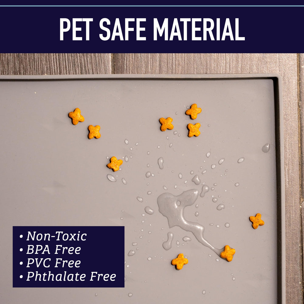 Leash Boss silicone pet mat non-toxic material safe for pets and foods.