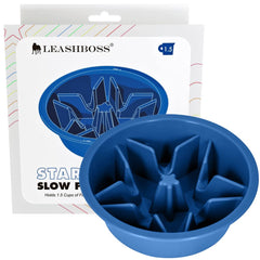 Leash Boss slow feeder bowl, front view, promotes calmer meals and slower swallowing.