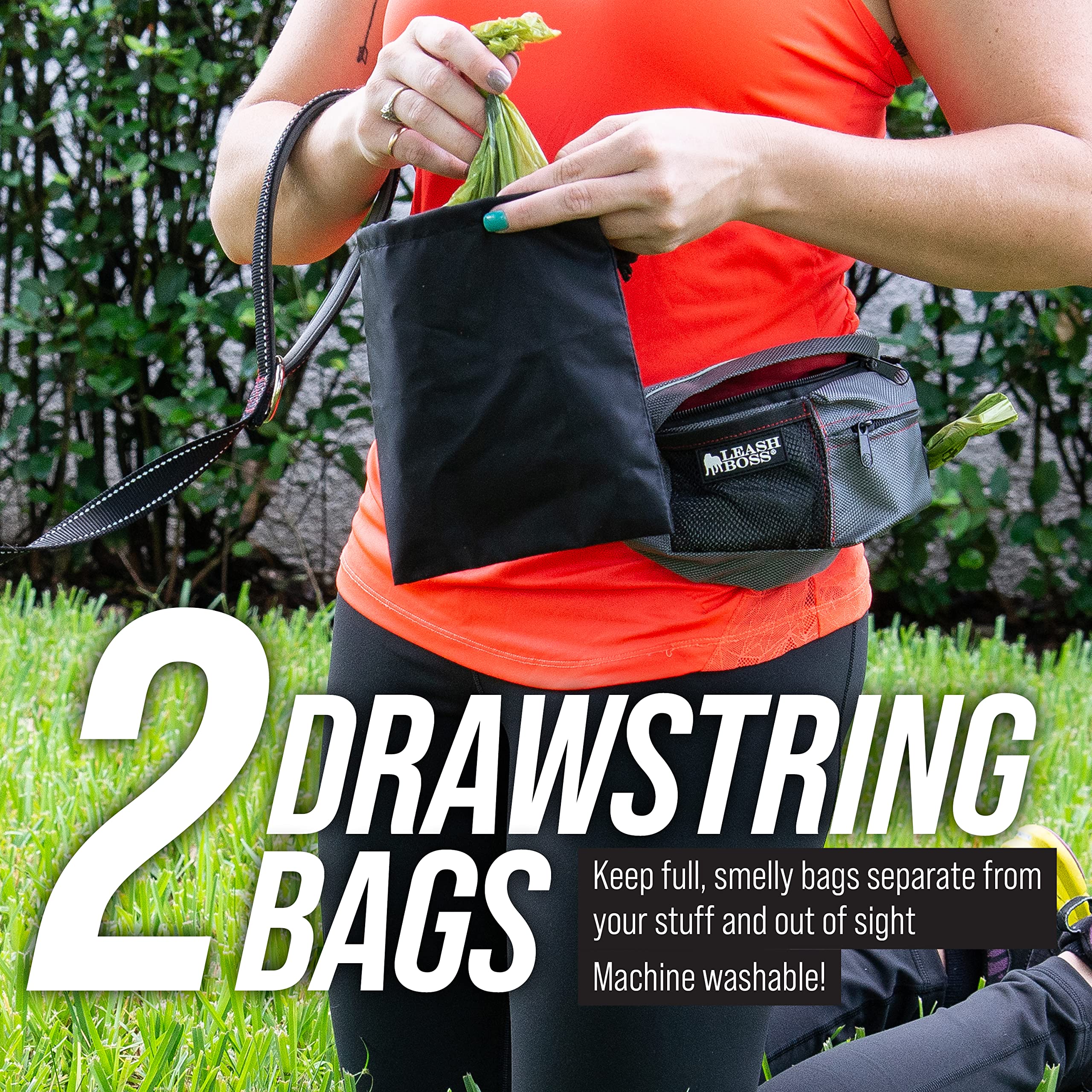 Leash Boss washable drawstring bag for mess containment