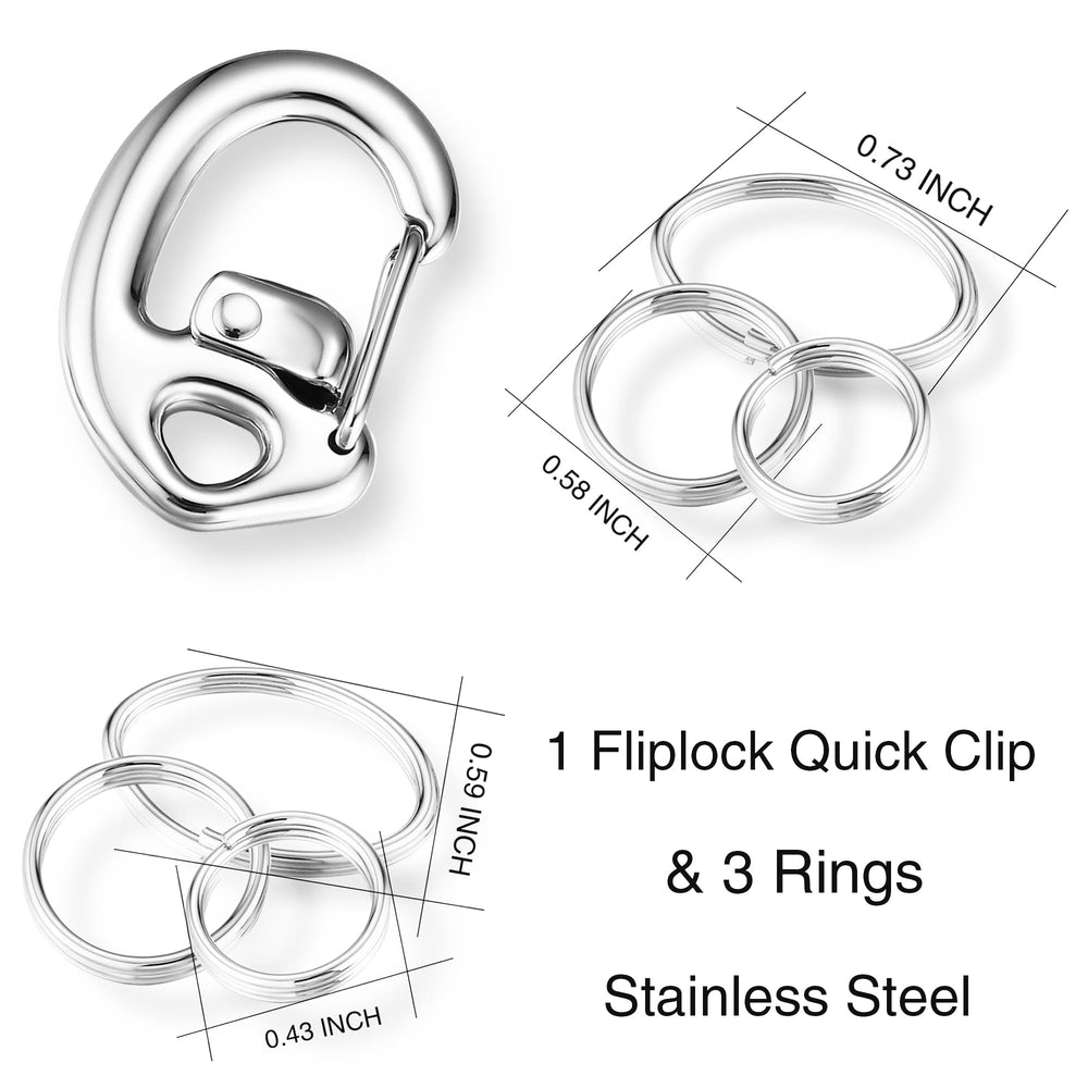 Leash King Fliplock carabiner closeup shows spring-loaded flip-to-lock for safety