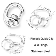 Leash King Fliplock carabiner closeup shows spring-loaded flip-to-lock for safety