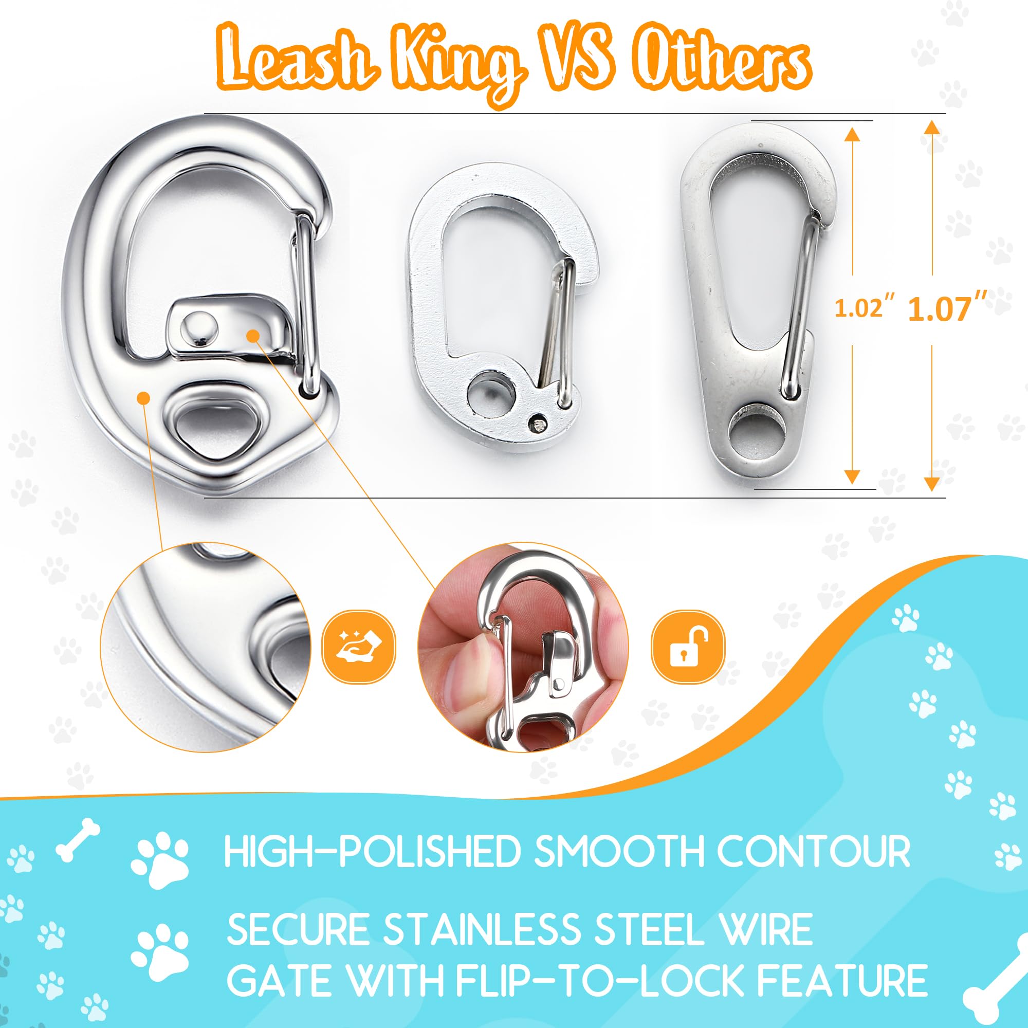 Leash King stainless-steel wire gate ensures reliable ID retention during active play