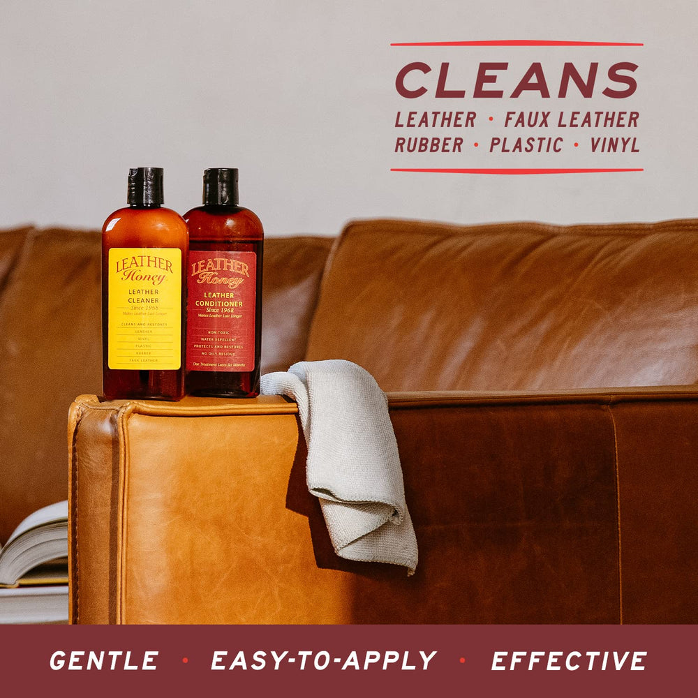 Leather Honey couch cleaning highlights deep-cleaning action for sofas and furniture.