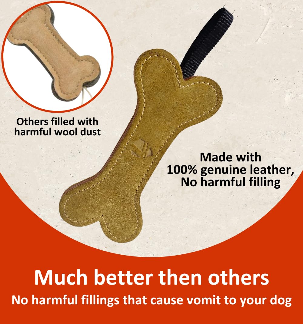 Leatherow Thick Leather Dog Chew medium in action; durable chew for everyday play.