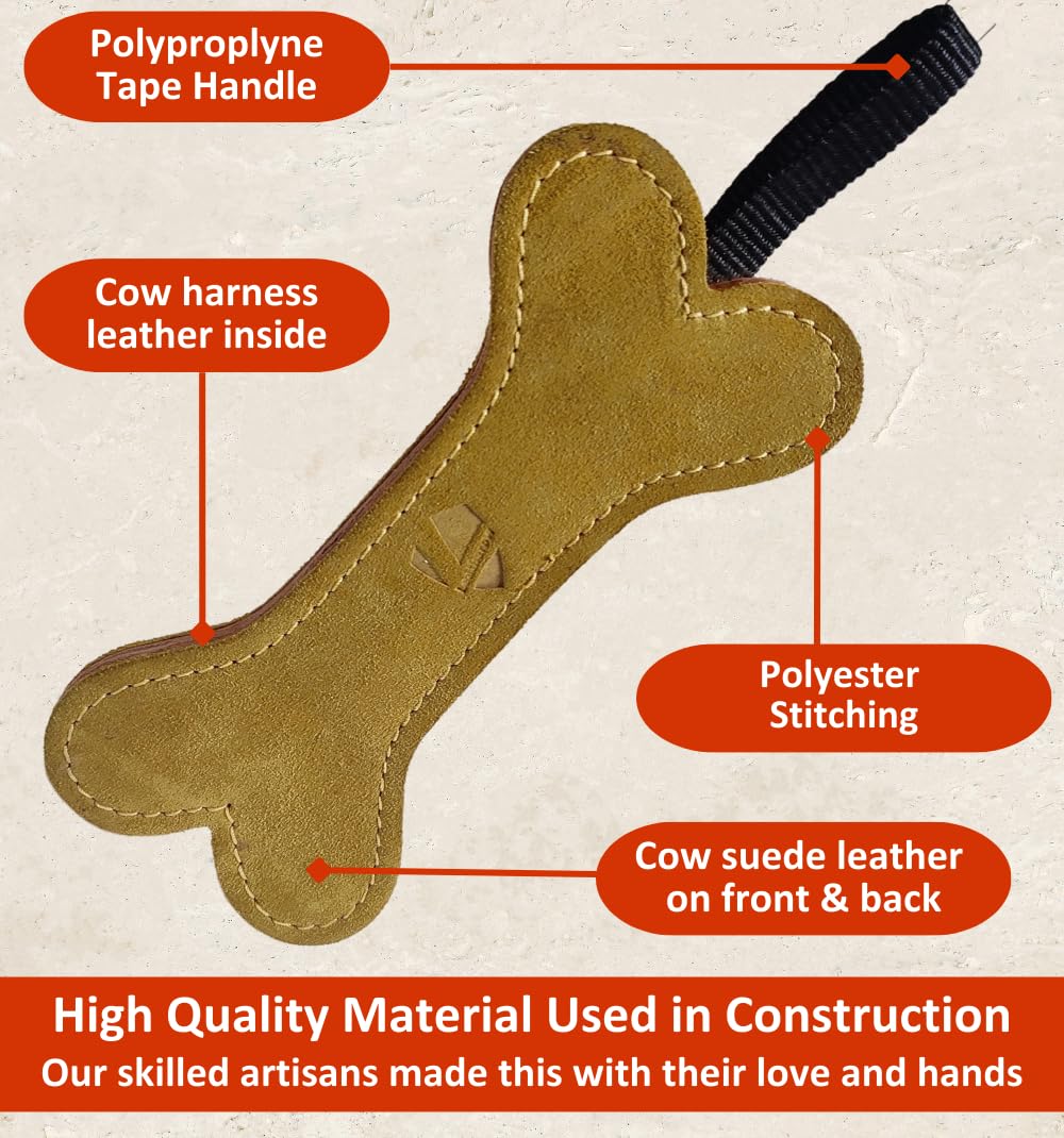 Leatherow Thick Leather Dog Chew texture close-up; tactile satisfaction during chewing.