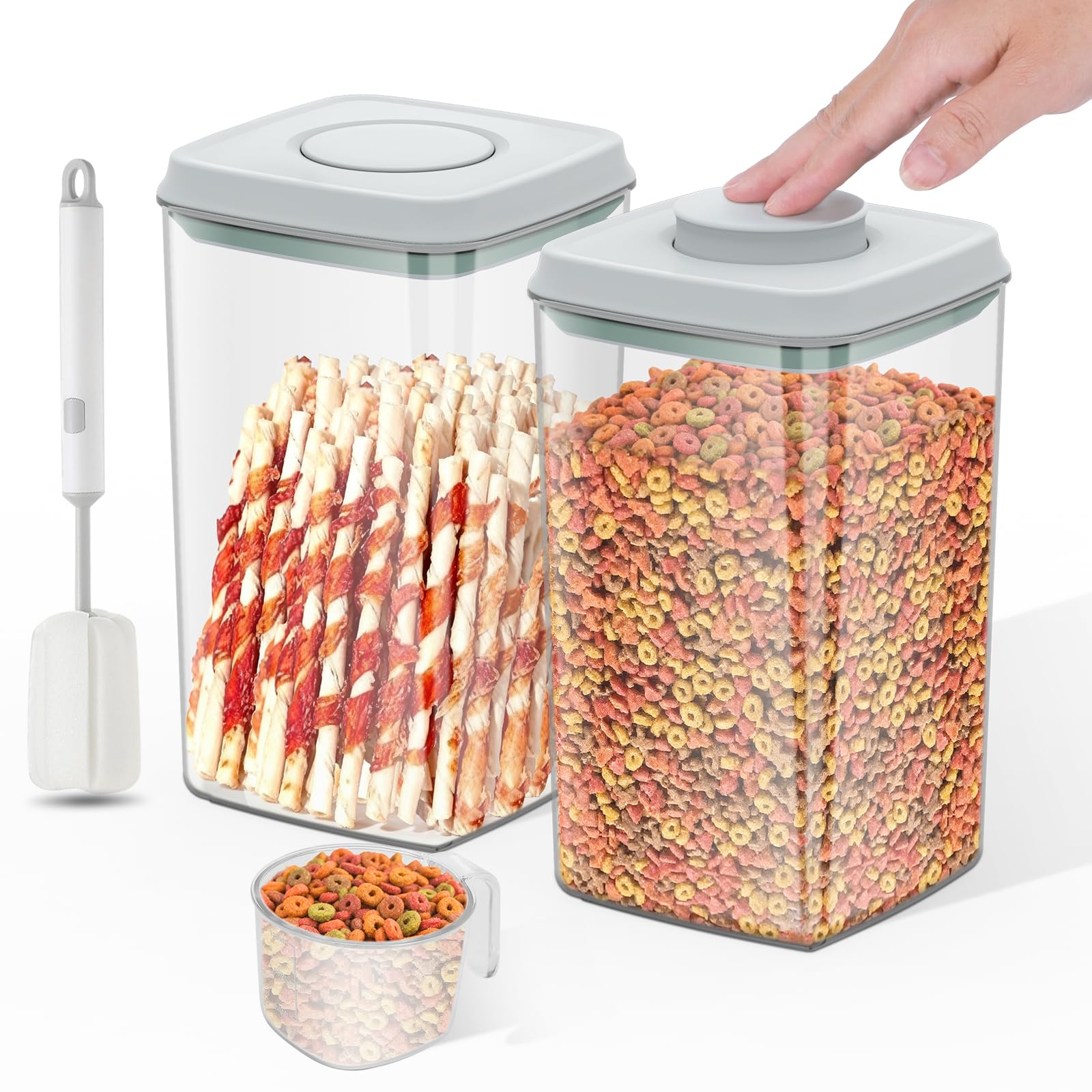 LEAWALK 4.2Qt two-pack top view shows airtight seal for fresh pet food.