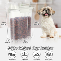 LEAWALK airtight dispenser with silicone gaskets keeps pet food fresh in a compact container.