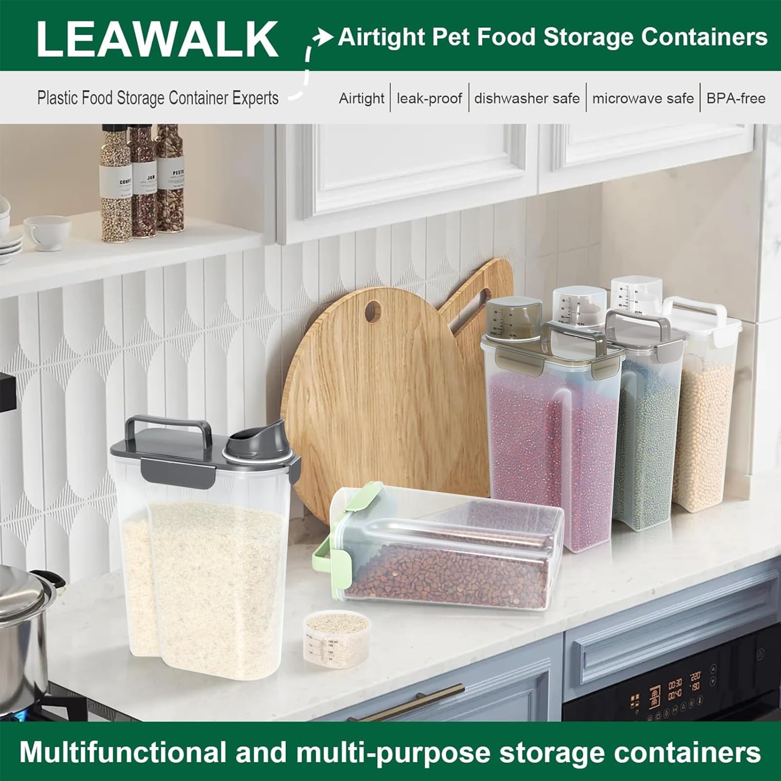 LEAWALK compact 14x12x8 inch design stores dry foods efficiently.