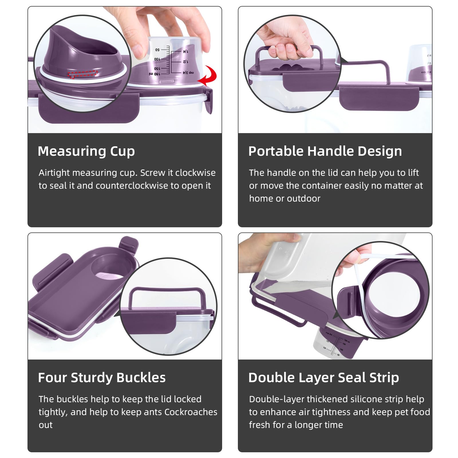 LEAWALK four snap lid seals block moisture and pests effectively