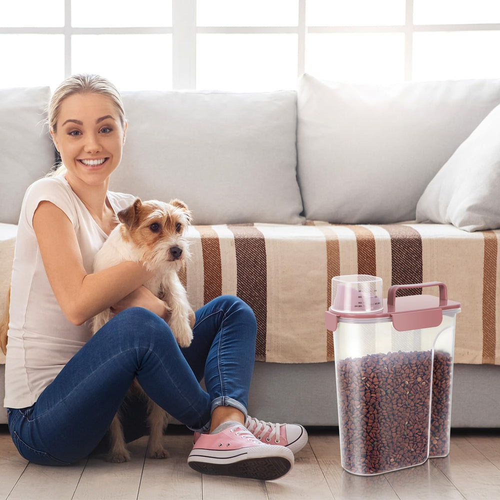 LEAWALK keeps kibble organized in a compact bin for multi-pet households.