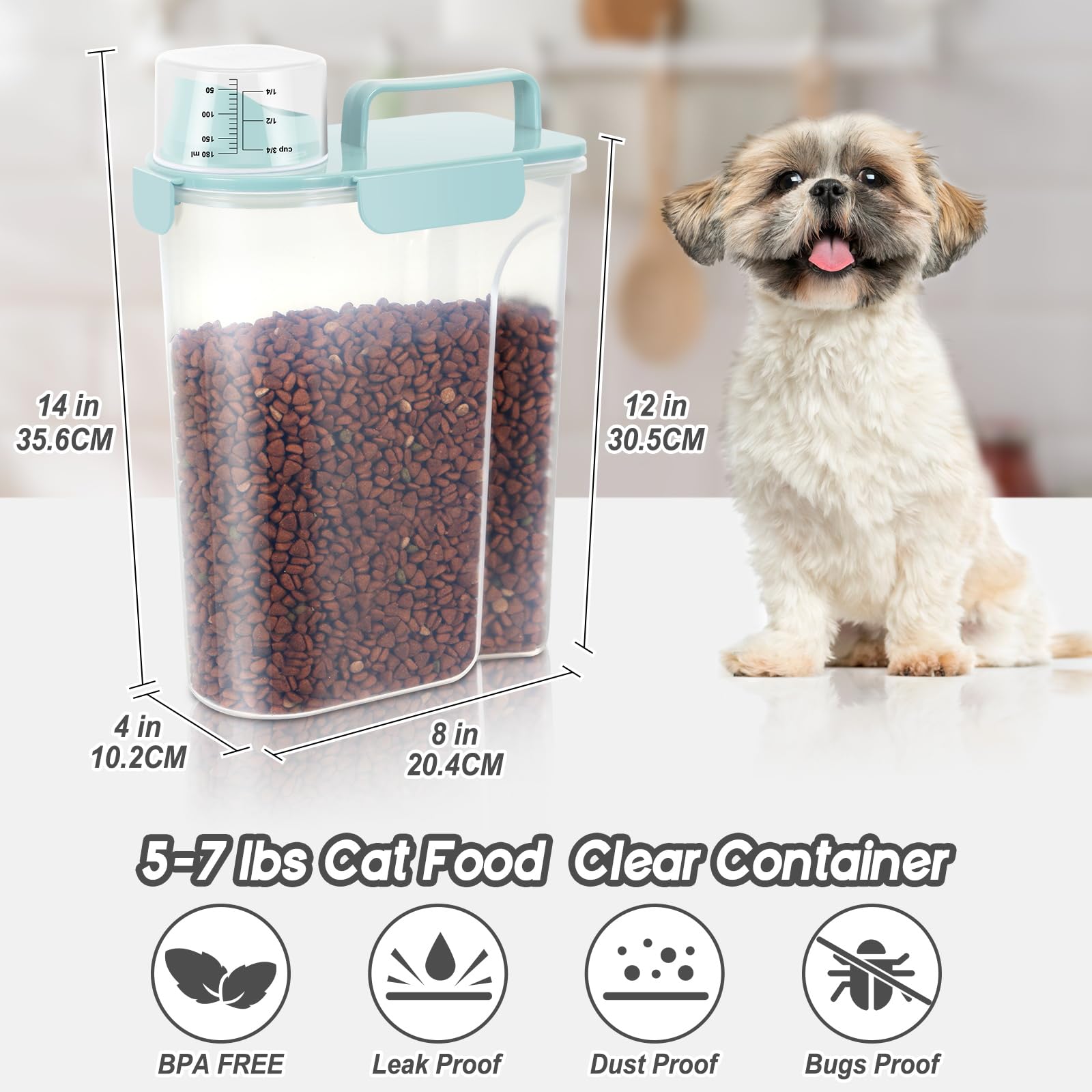 LEAWALK portable pet-food container with sturdy handle for home or outdoor use