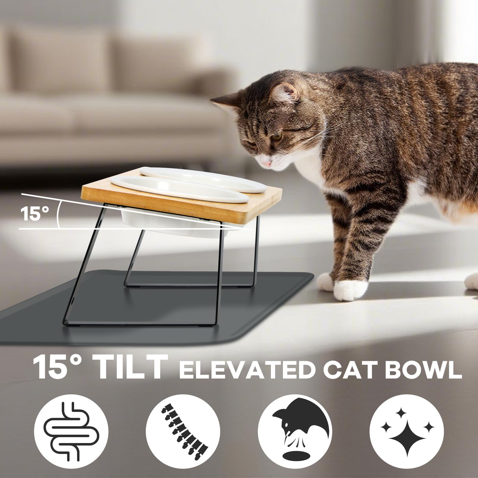LEAWALK slow-feeding cat bowl promotes slower eating for comfort