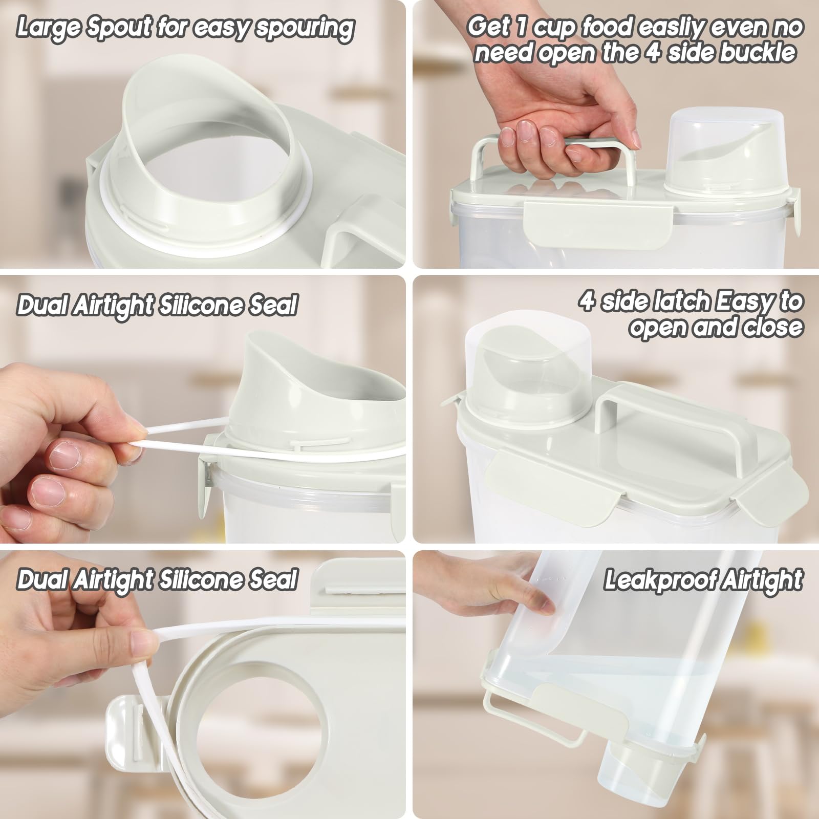LEAWALK transparent BPA-free barrel shows contents at a glance and tracks freshness.