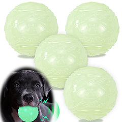 LECHONG 4-pack glow dog balls 2.5 inch for nighttime fetch and visibility.