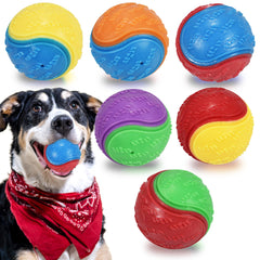 LECHONG 6pcs squeaky dog balls pack for interactive play.