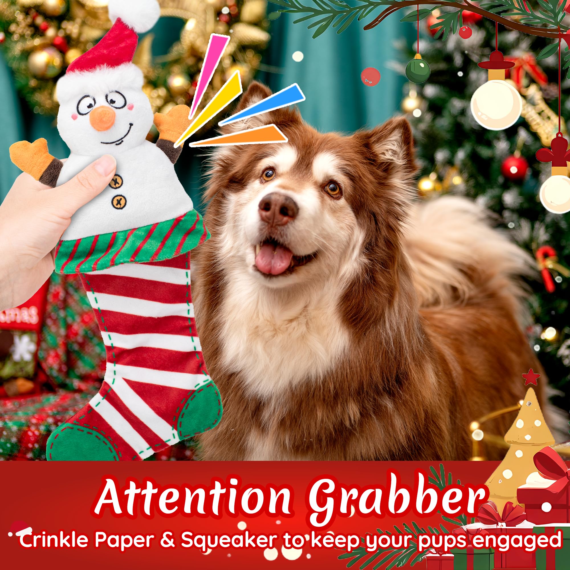 LECHONG Christmas stocking shape adds festive fun and interactive tug opportunities.