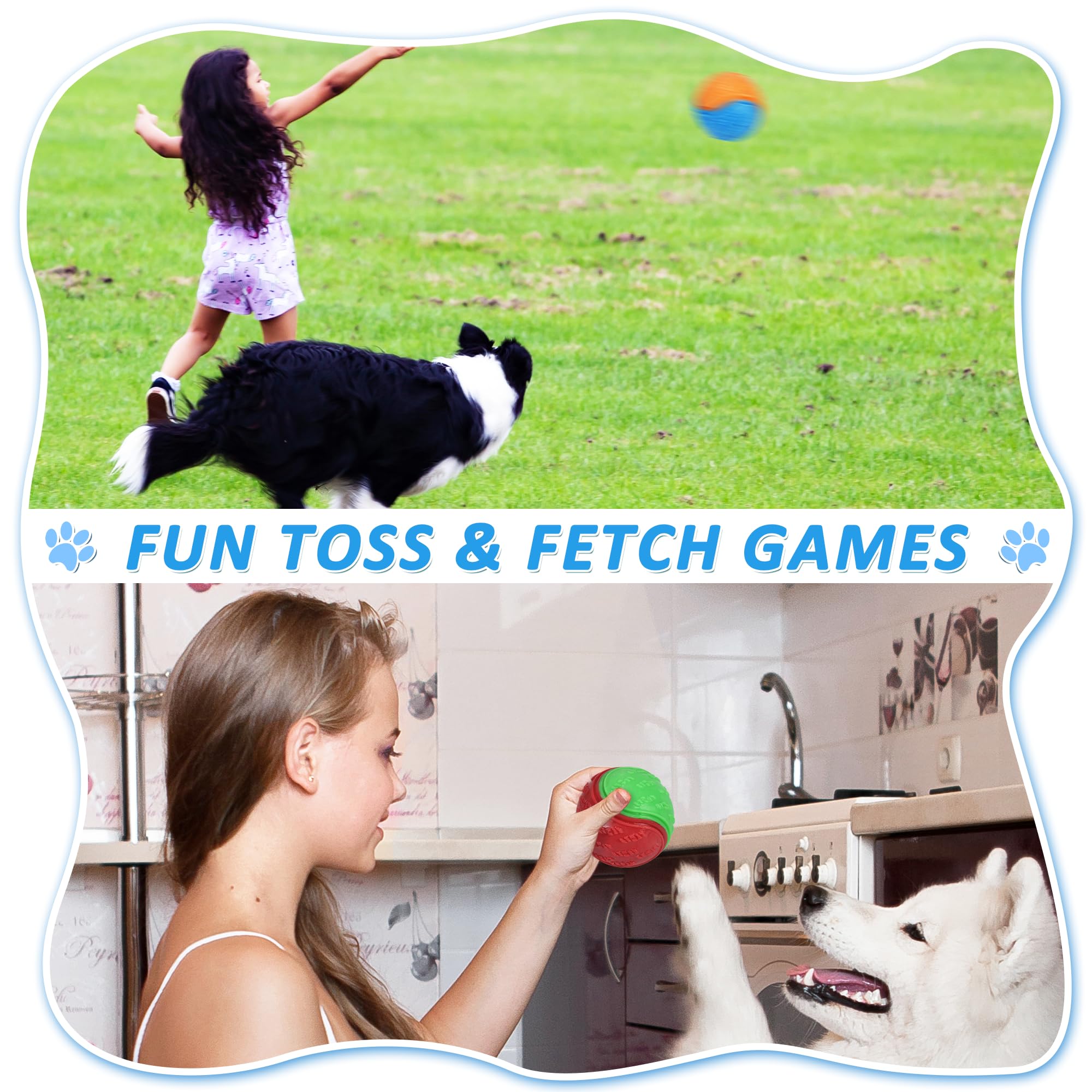 LECHONG colorful dog balls in action during outdoor playtime.