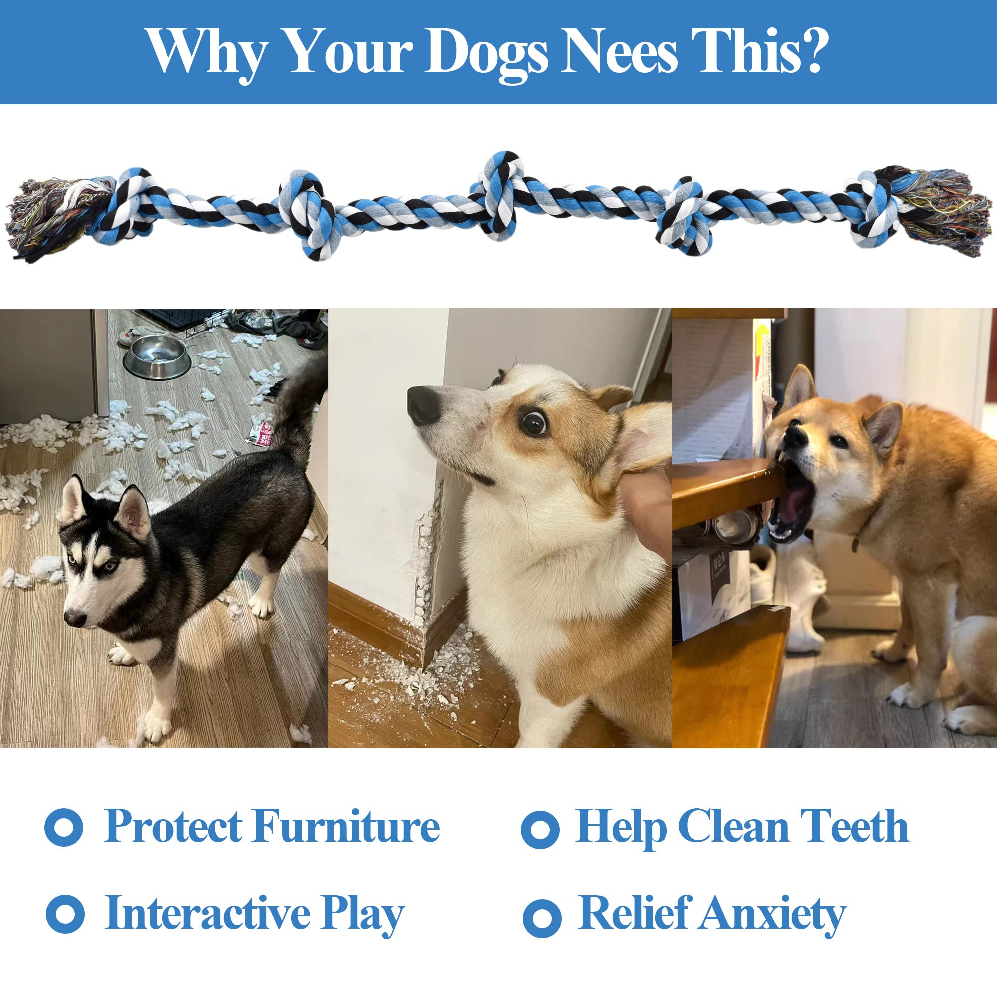 LECHONG cotton rope toy supports gentle teeth cleaning during chew sessions