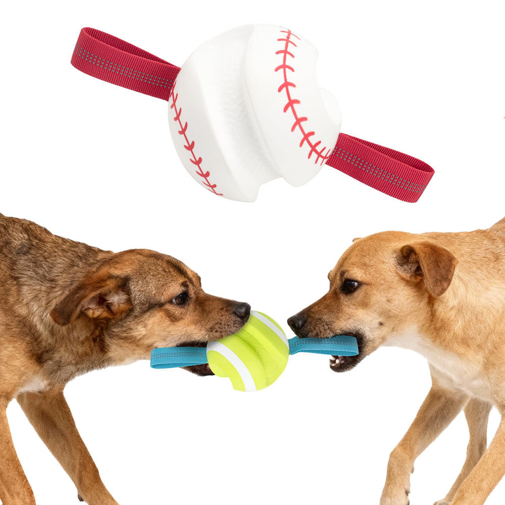 LECHONG dog balls with straps for tugging—interactive play and bonding.