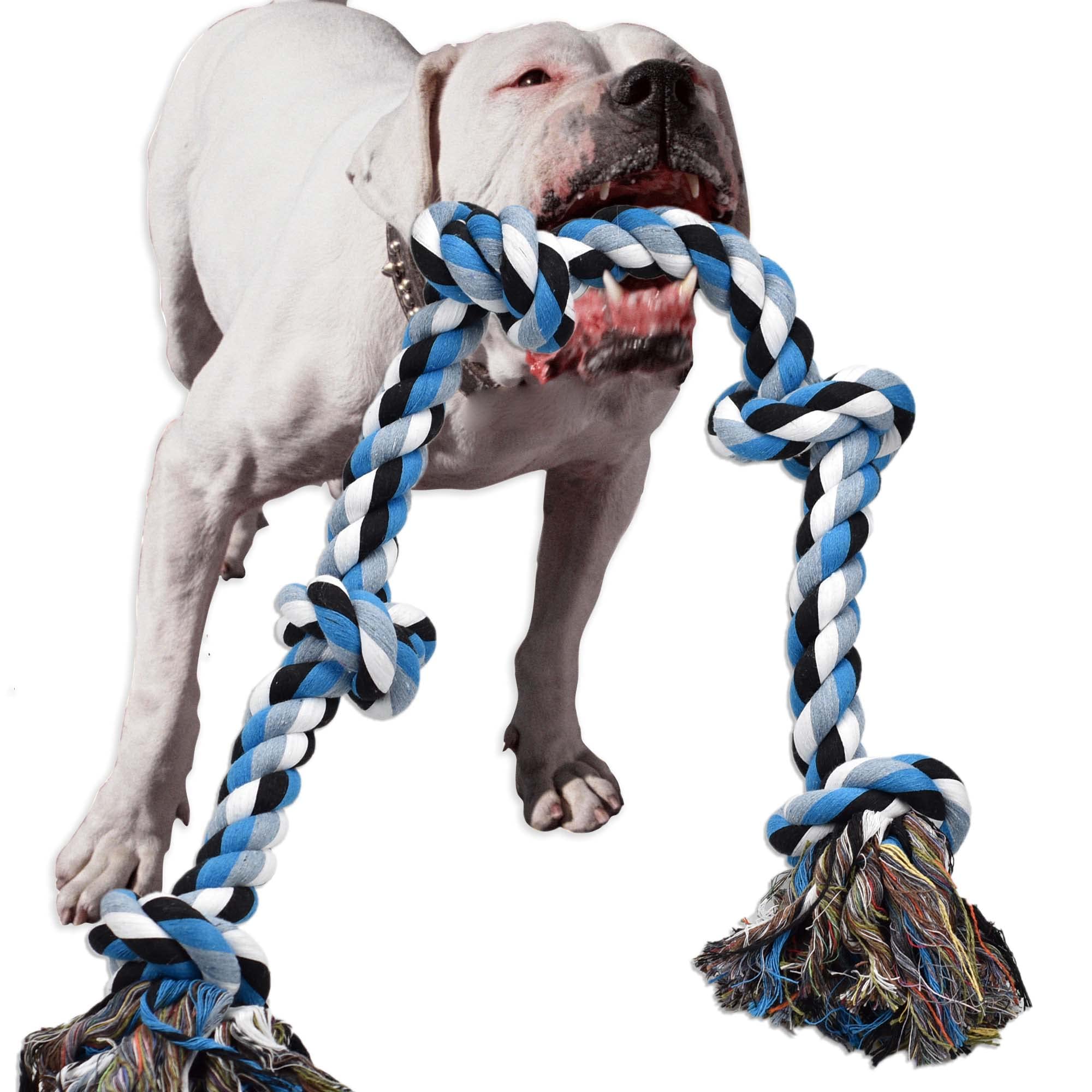 LECHONG dog rope toy 3ft five knots boosts interactive play for large chewers