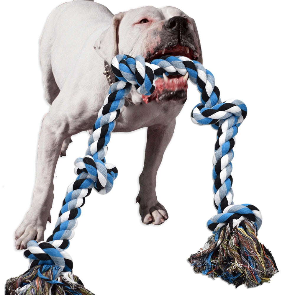 LECHONG dog rope toy 3ft five knots boosts interactive play for large chewers