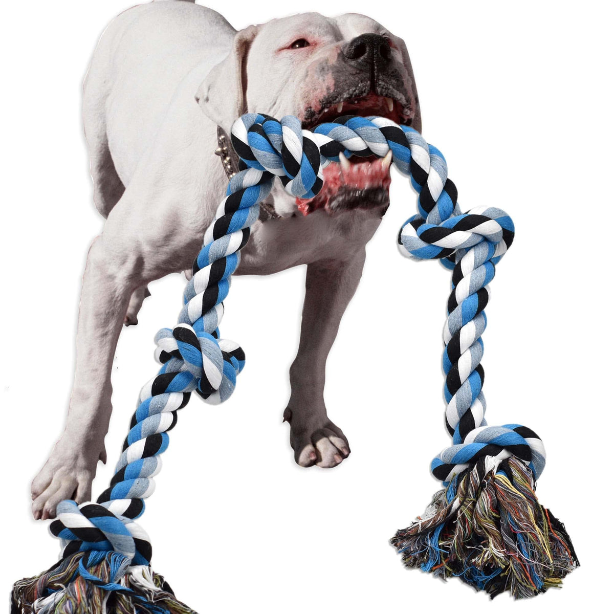 LECHONG dog rope toy 3ft five knots boosts interactive play for large chewers