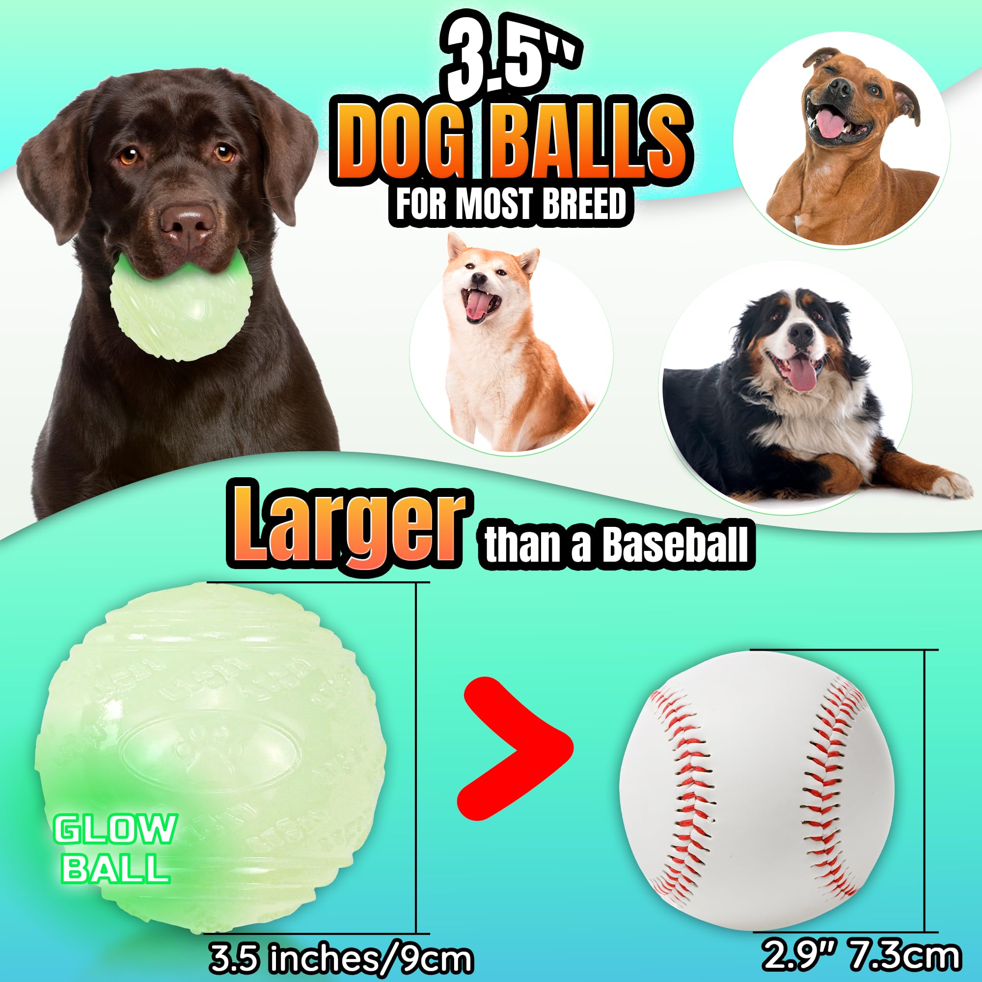 LECHONG glow dog ball grip texture helps pickup during play
