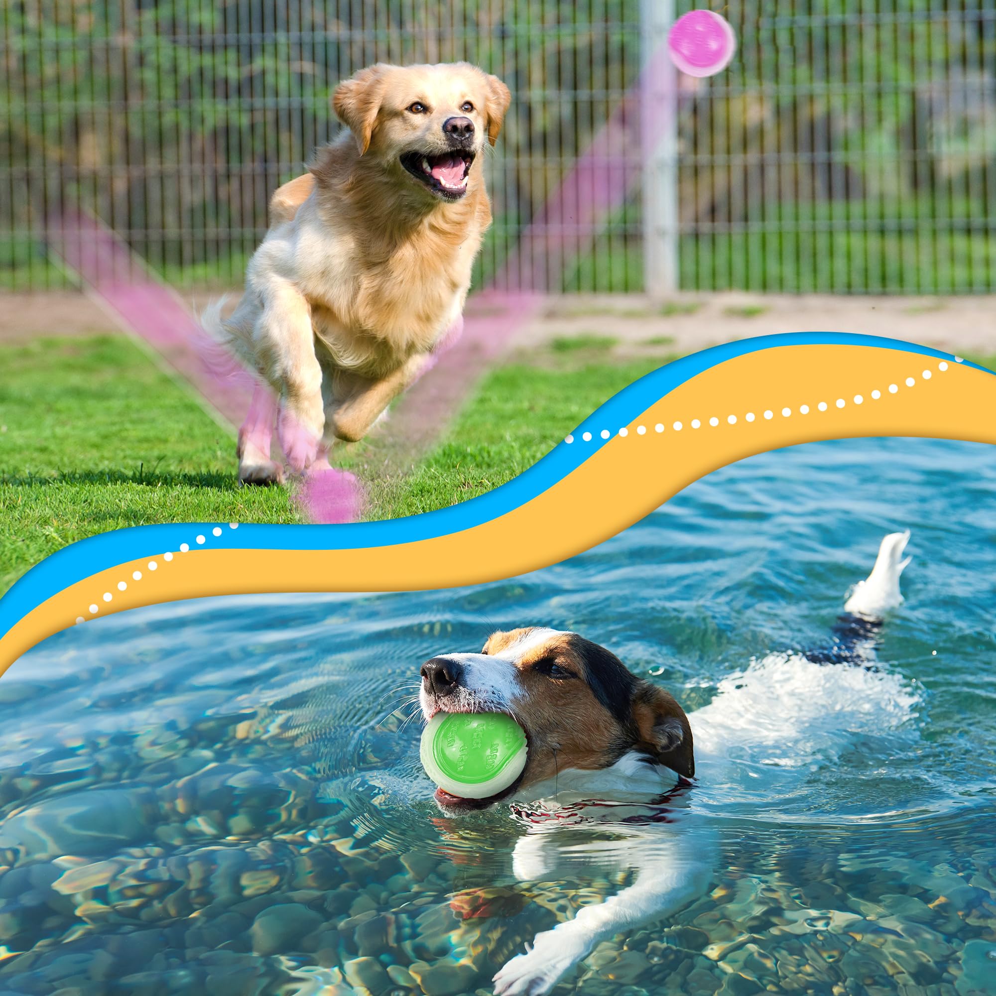 LECHONG Glow Dog Ball compatible with launcher for longer fetch.