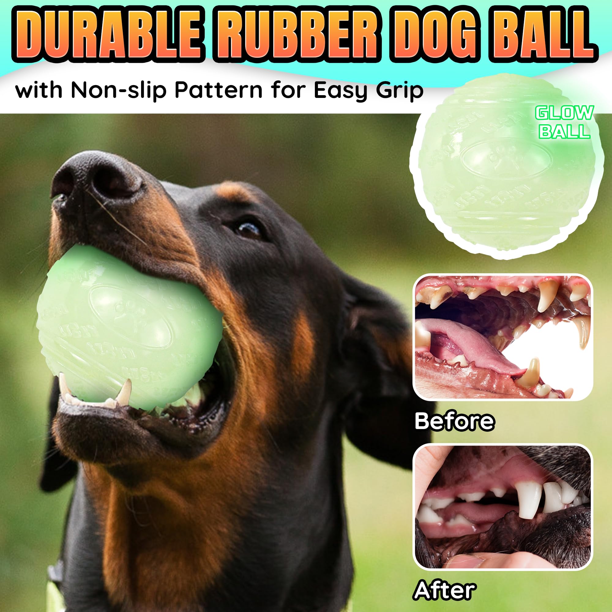 LECHONG glow dog ball nighttime play outdoors with glow visibility