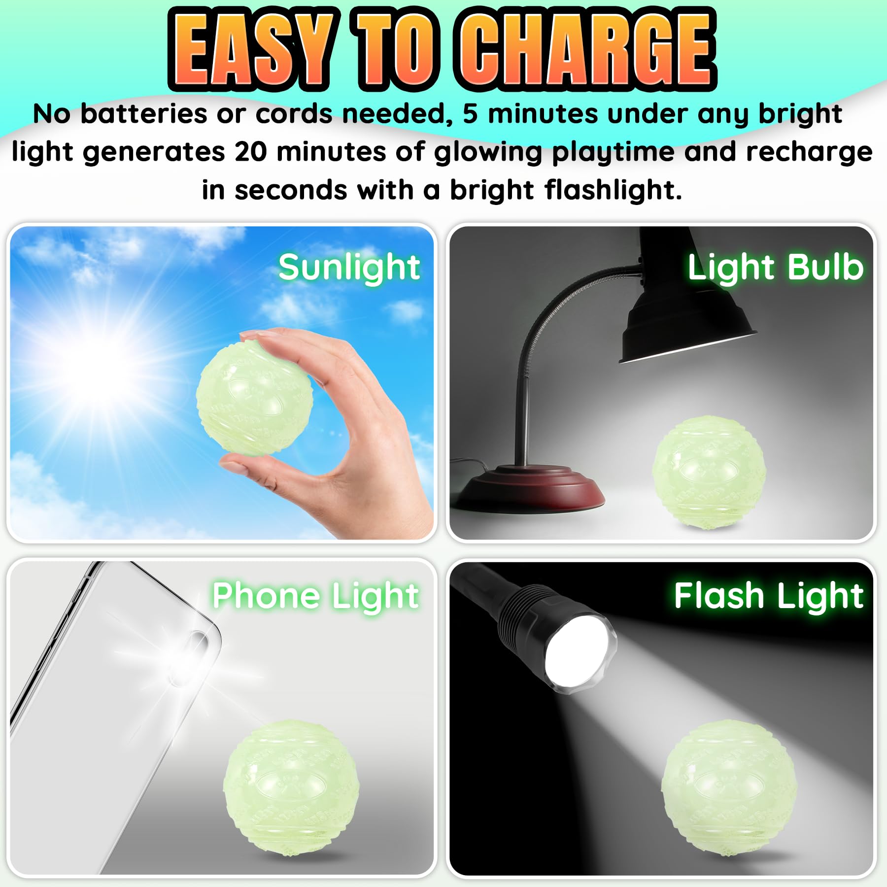 LECHONG night-time fetch toy glowing ball ideal for indoor outdoor play.