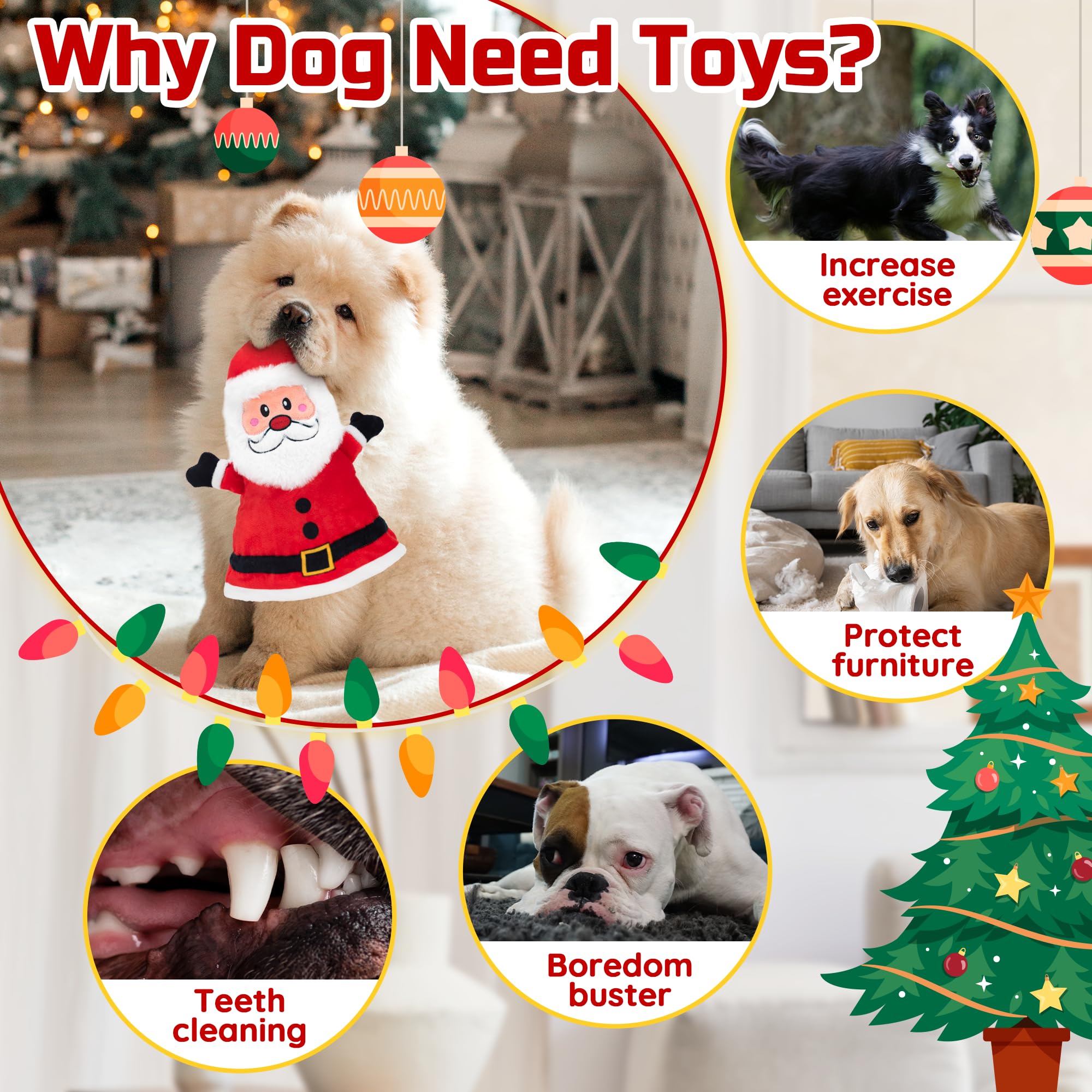 LECHONG Santa toy crinkle detail captures crinkle sound to attract dogs' interest