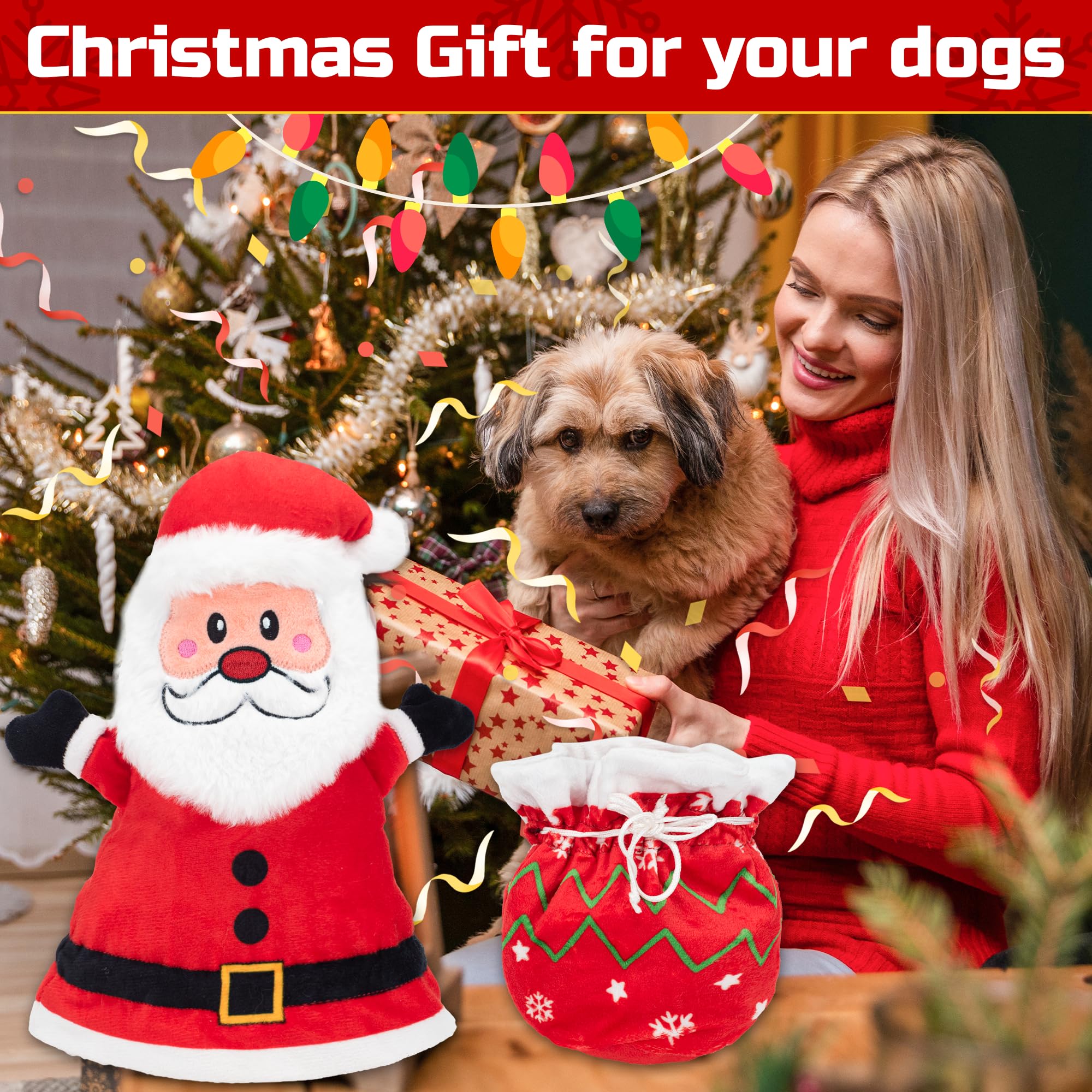 LECHONG Santa toy packaged as a festive gift for dogs