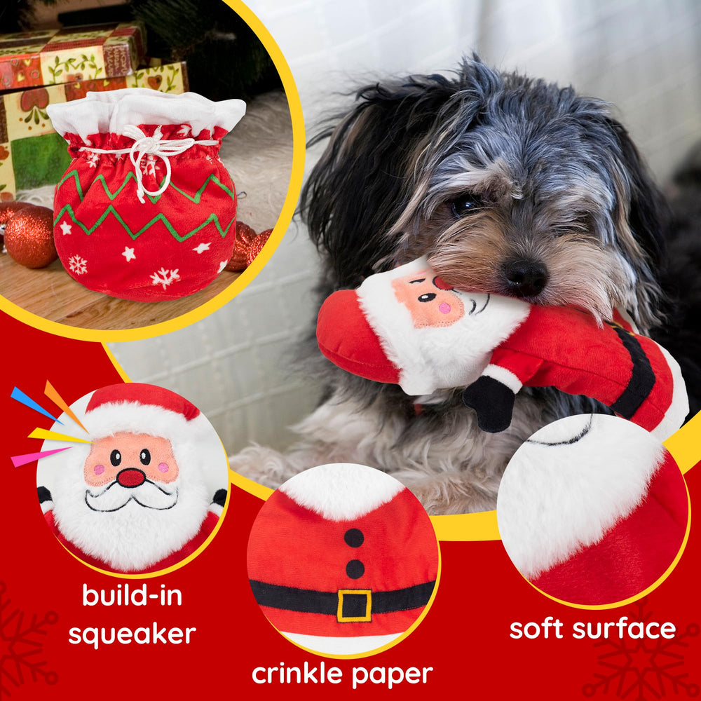 LECHONG Santa toy side view shows flip-over gift bag design for festive play