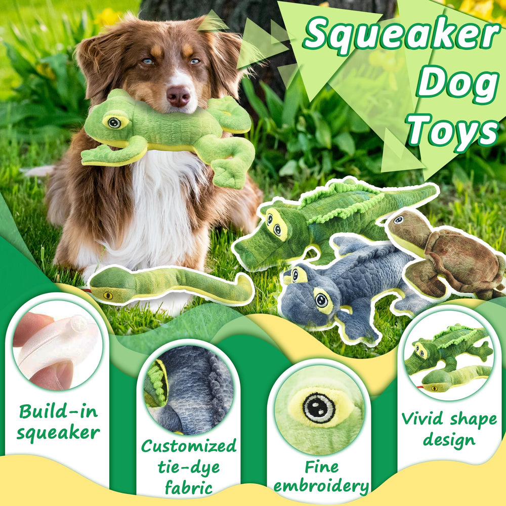 LECHONG stuffed animal dog toy frog for fetch and gentle chewing