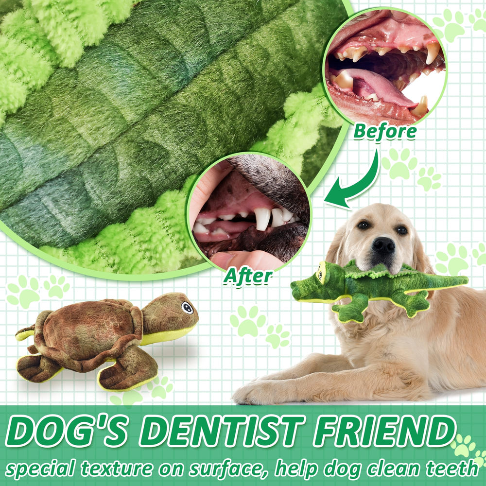 LECHONG stuffed animal dog toy turtle promotes interactive play and bite resistance