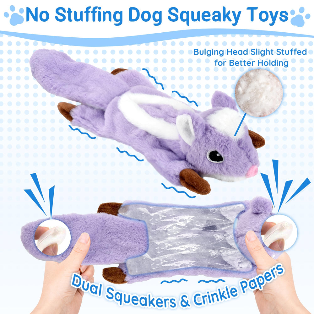 LECHONG stuffless dog toy fox delivers durable, squeaky stimulation for longer play sessions.