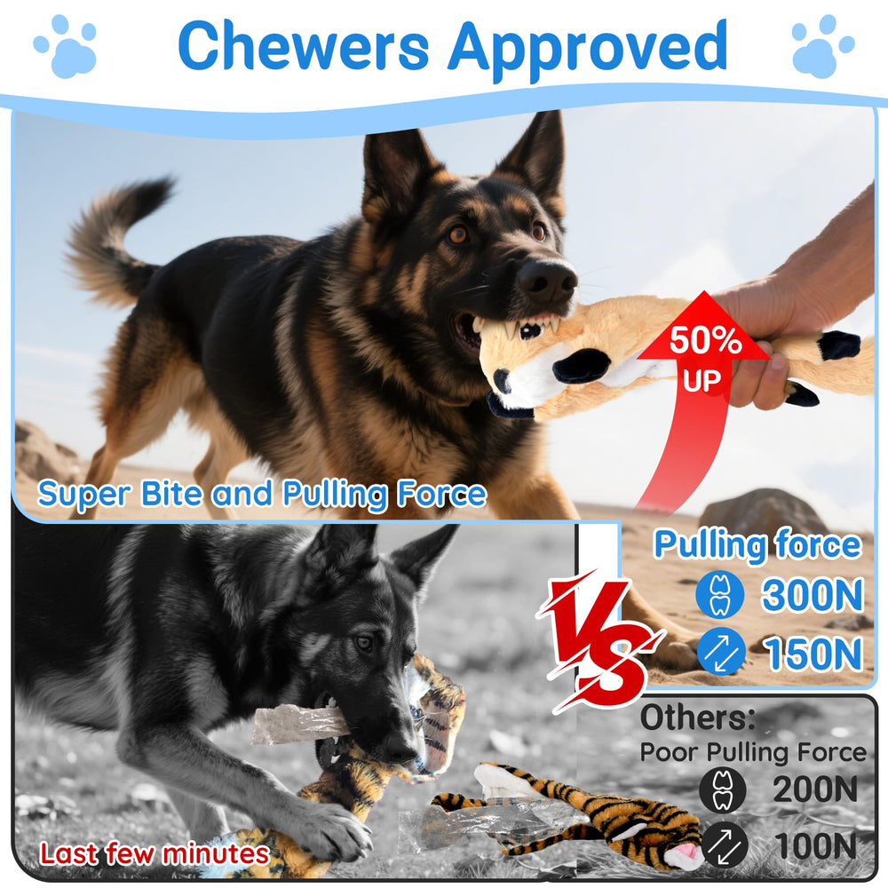 LECHONG stuffless dog toy skunk provides fluff-free chewing fun during rough play.