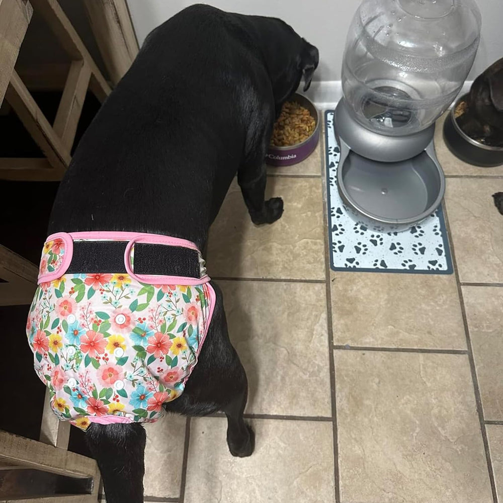 Leekalos dog diapers Flora adjustable fit shown for comfortable, customizable sizing